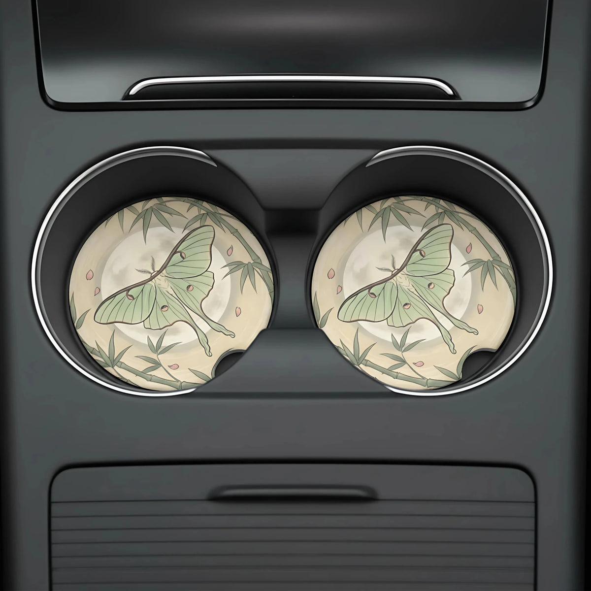 Luna Moth Botanical Car Coasters Set - Road Muse