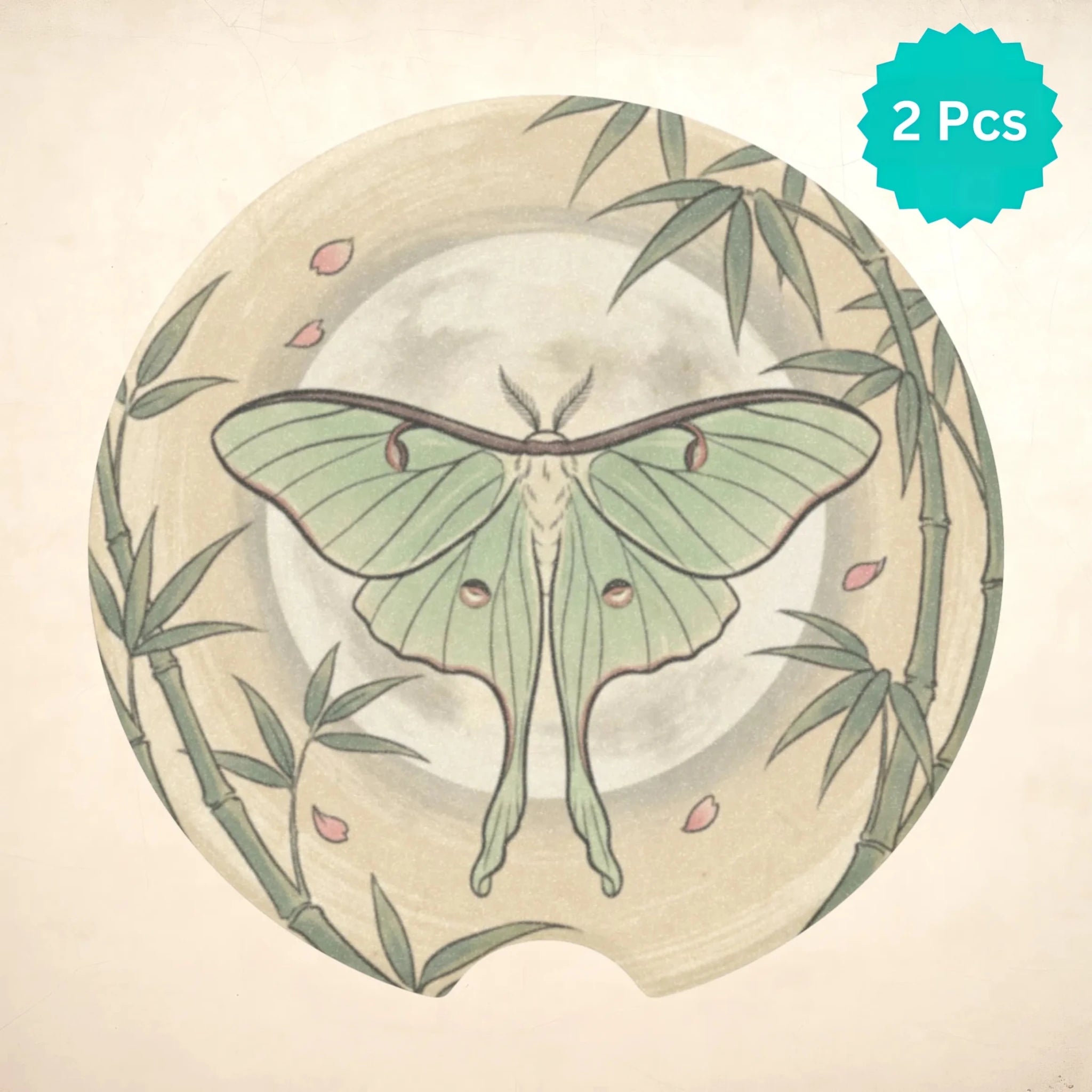 Luna Moth Botanical Car Coasters Set - Road Muse