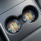 Luna Moth Lantern Car Coasters Set - Road Muse