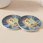 Luna Moth Lantern Car Coasters Set - Road Muse