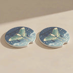 Luna Moth Soapstone Car Coasters Set - Road Muse