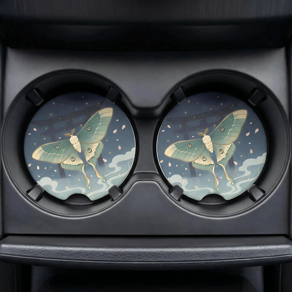 Luna Moth Soapstone Car Coasters Set - Road Muse