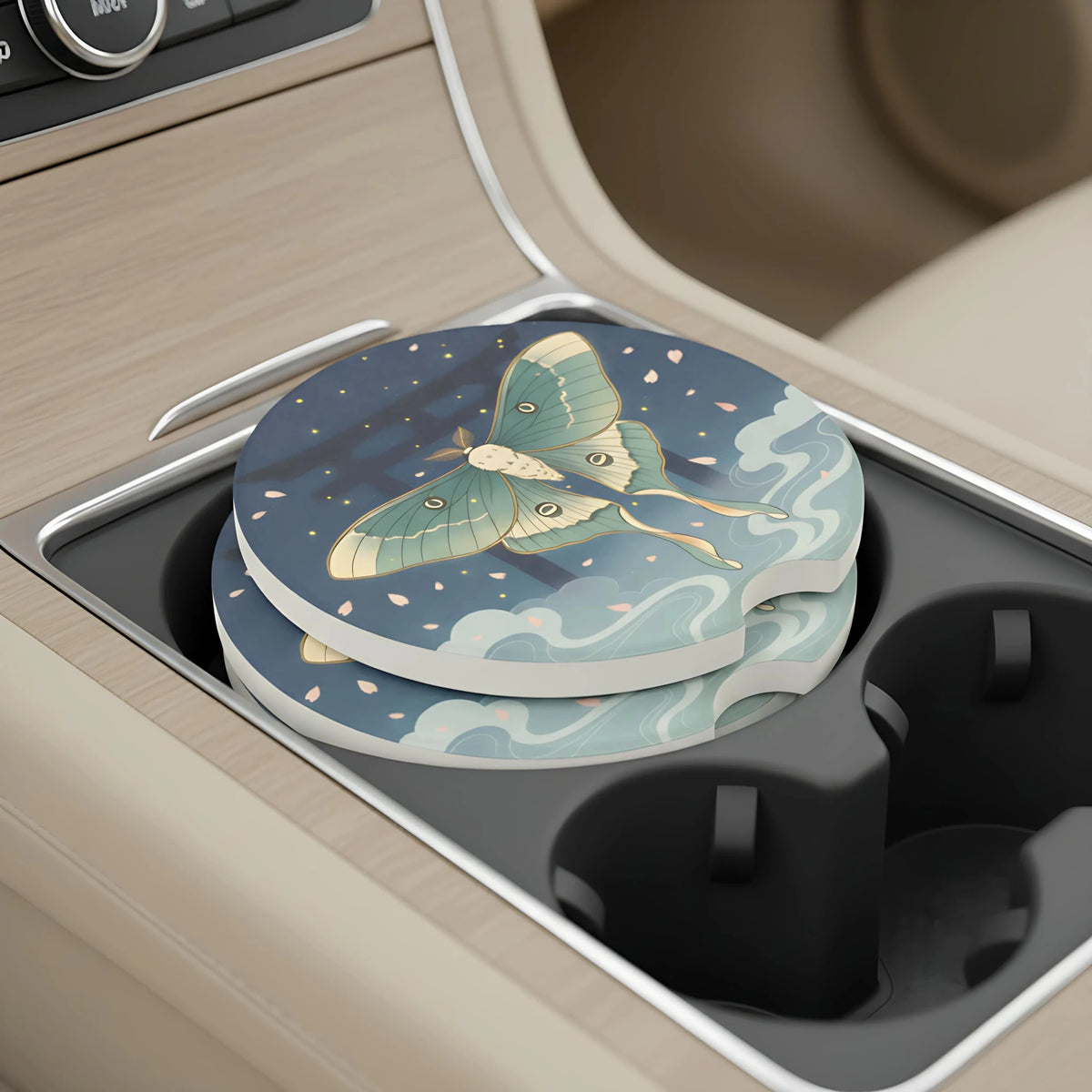 Luna Moth Soapstone Car Coasters Set - Road Muse