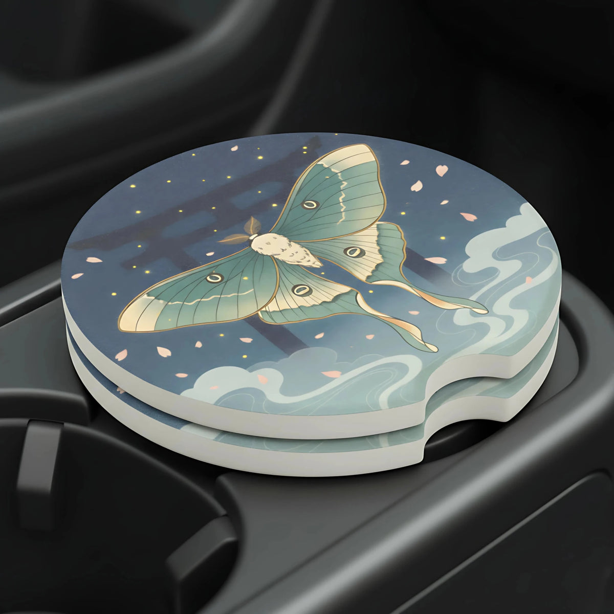 Luna Moth Soapstone Car Coasters Set - Road Muse