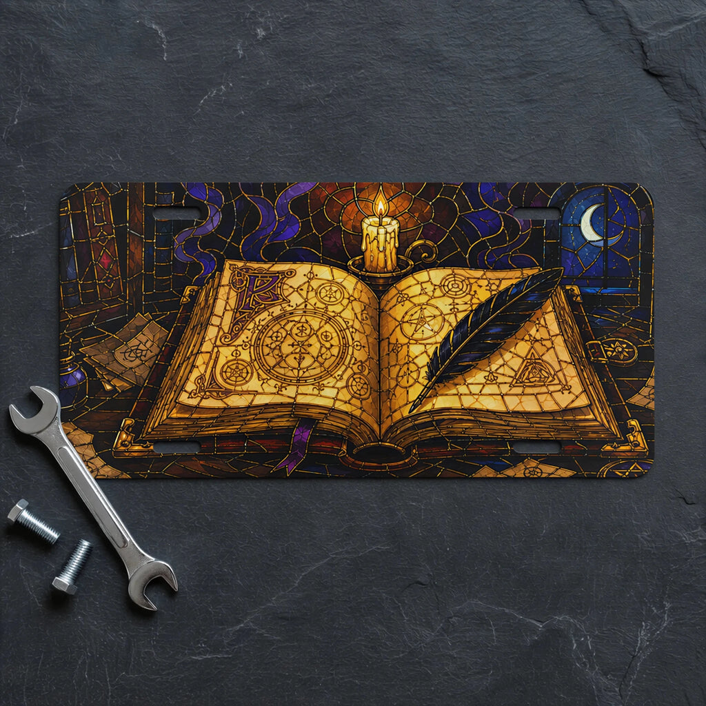 Magic Grimoire Spellbook Vanity Plate - Road Muse