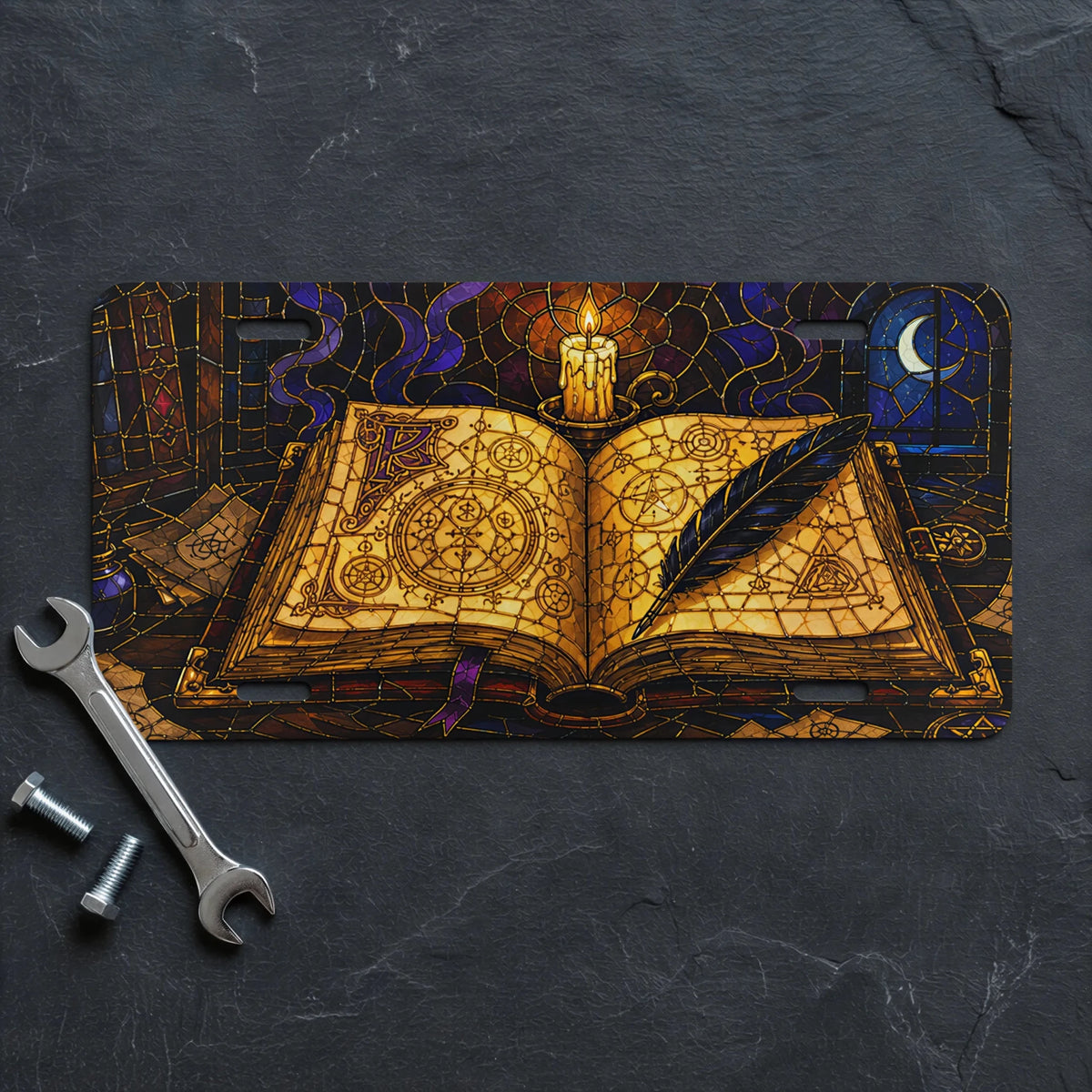 Magic Grimoire Spellbook Vanity Plate - Road Muse