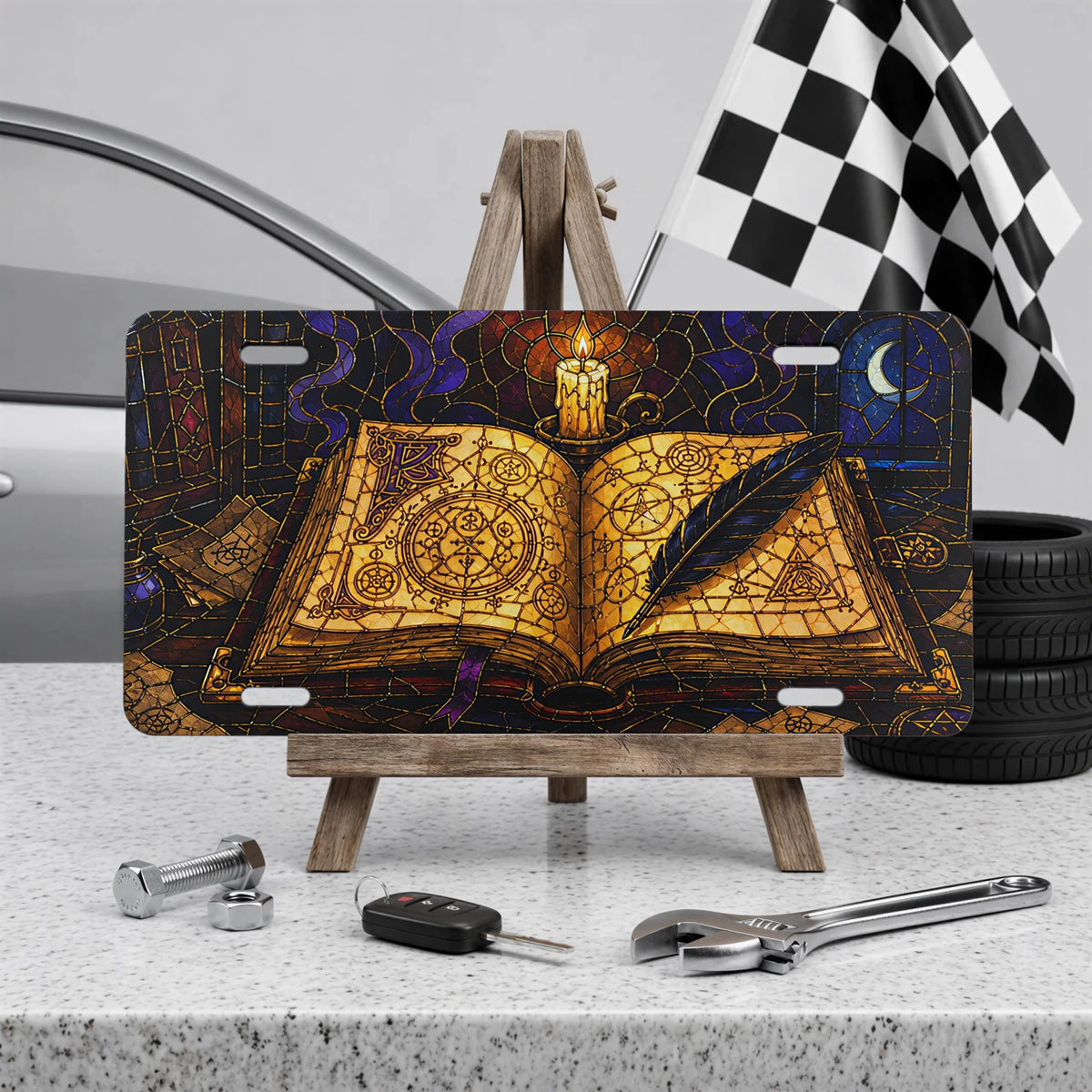 Magic Grimoire Spellbook Vanity Plate - Road Muse