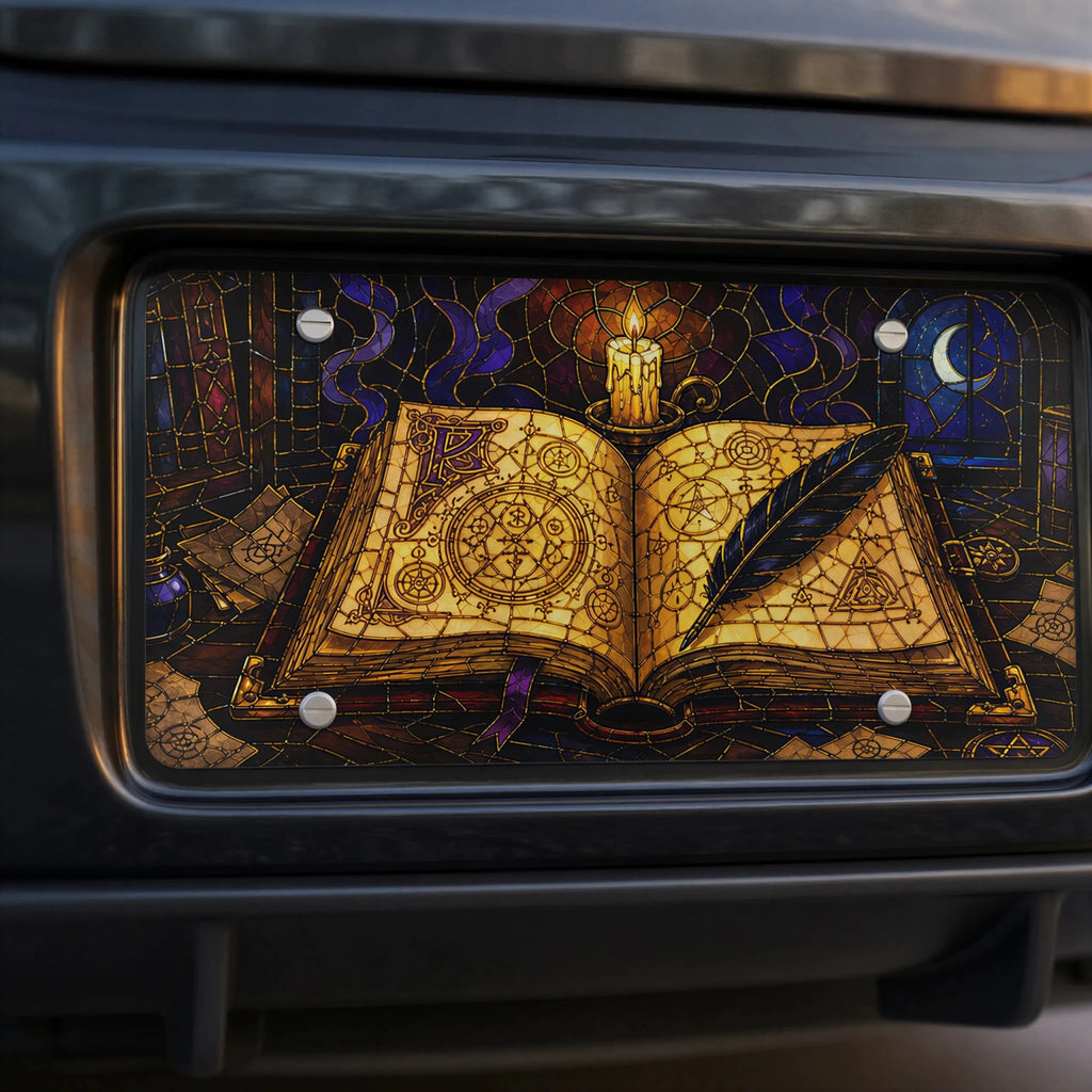 Magic Grimoire Spellbook Vanity Plate - Road Muse