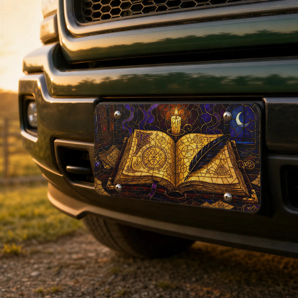 Magic Grimoire Spellbook Vanity Plate - Road Muse