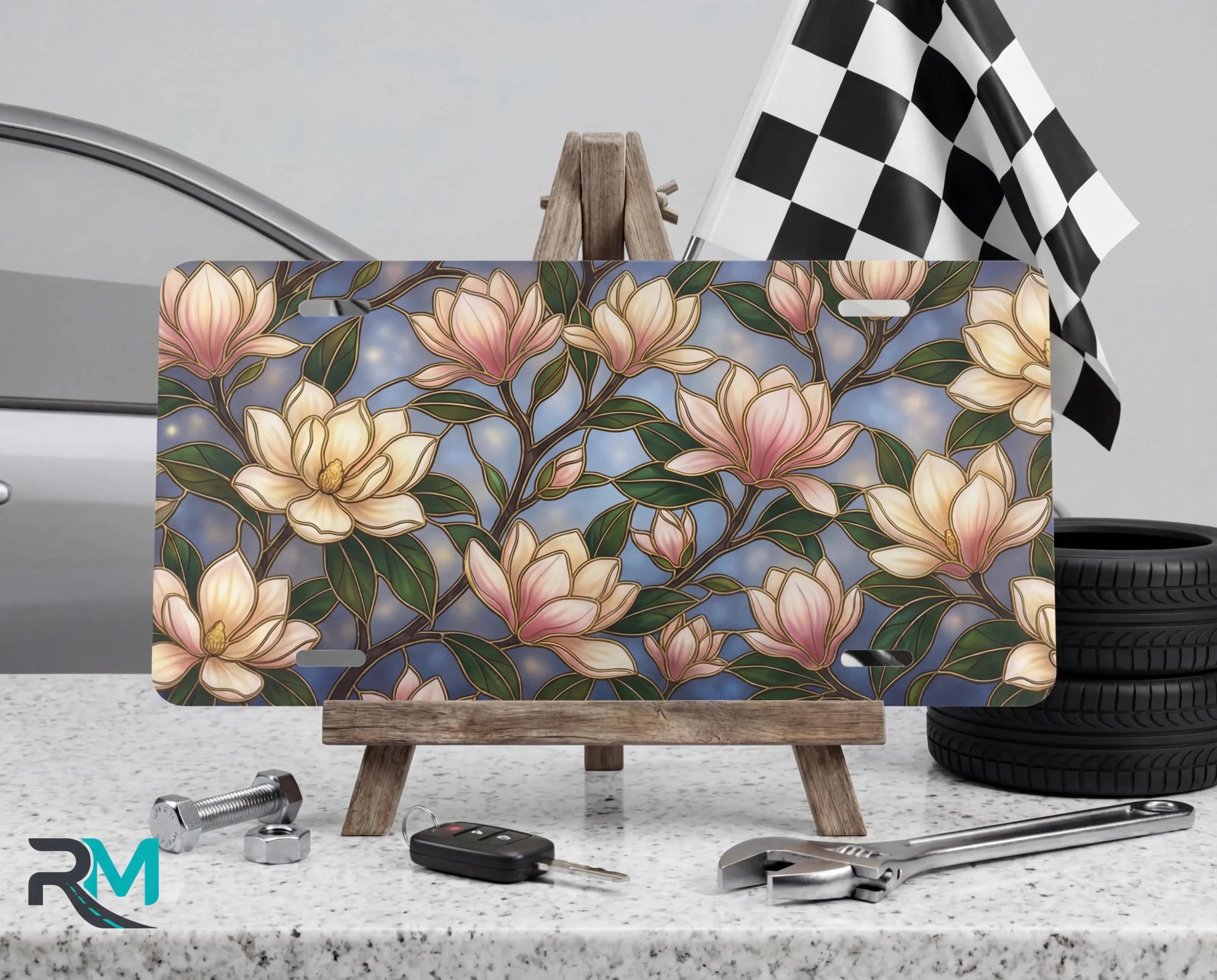 Magnolia Floral Vanity Plate - Road Muse