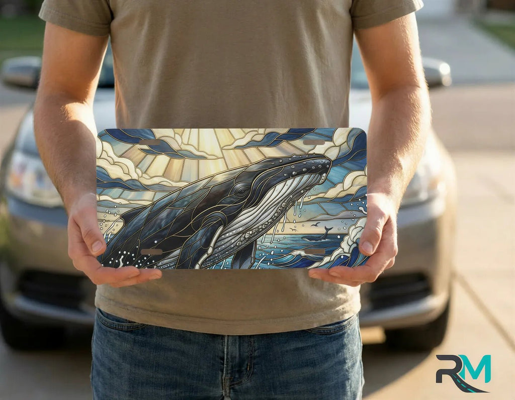 Majestic Whale Surfacing Vanity Plate - Road Muse