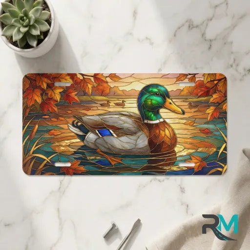 Mallard Duck Autumn Pond Vanity Plate - Road Muse