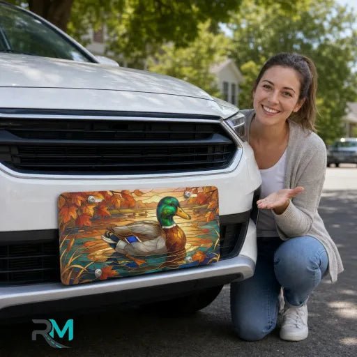 Mallard Duck Autumn Pond Vanity Plate - Road Muse