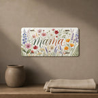 Mama Floral Script Wildflowers Vanity Plate - Road Muse