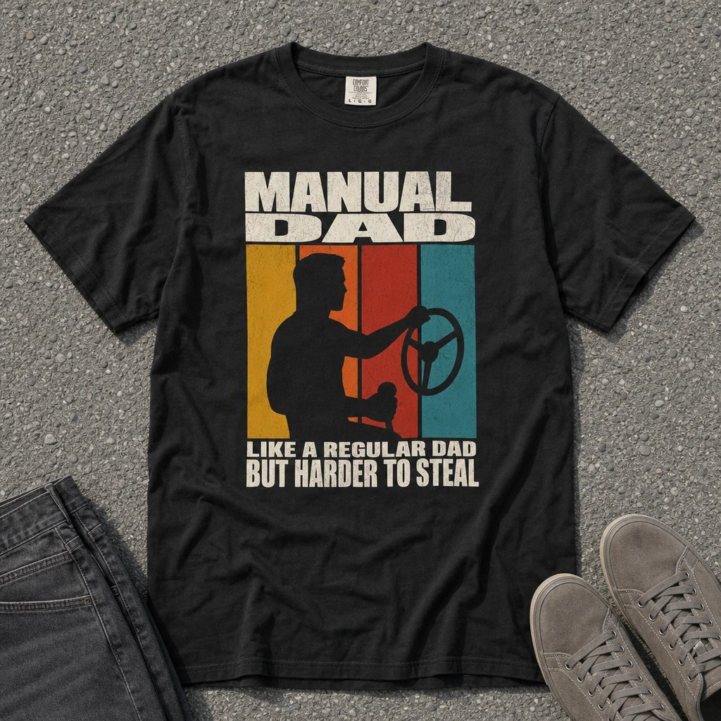 Manual Dad Vintage Mechanic Steering Wheel Tee - Road Muse