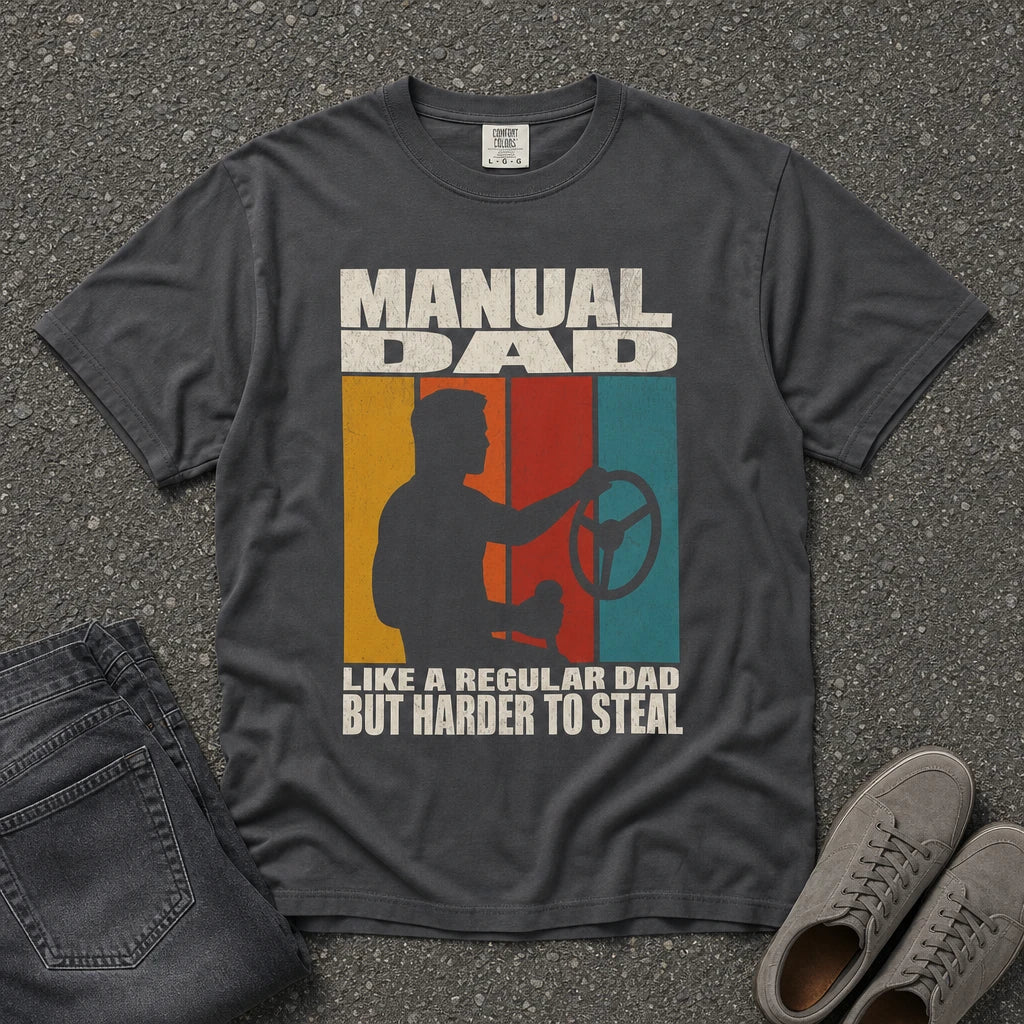 Manual Dad Vintage Mechanic Steering Wheel Tee - Road Muse