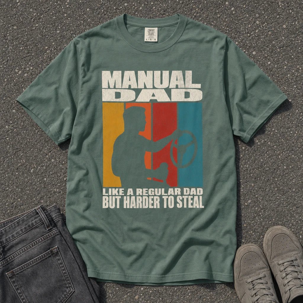 Manual Dad Vintage Mechanic Steering Wheel Tee - Road Muse
