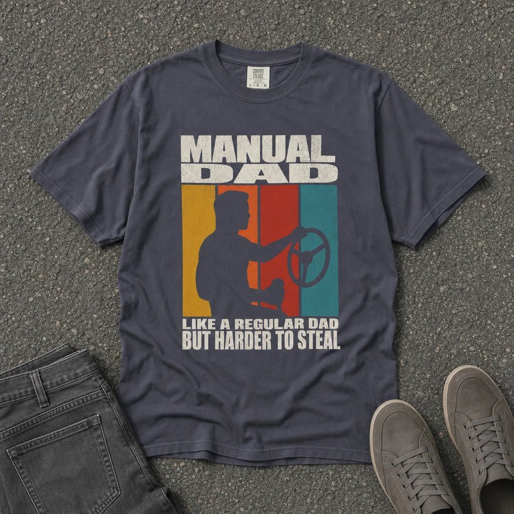 Manual Dad Vintage Mechanic Steering Wheel Tee - Road Muse