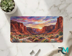 canyon sunset vanity plate on marble surface — vibrant southwestern landscape print