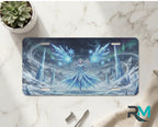 ice sorceress vanity plate on marble surface — luminous ice blue crystalline spires decorative plate