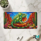 green iguana vanity plate on marble surface — jewel green iguana desert canyon decorative plate
