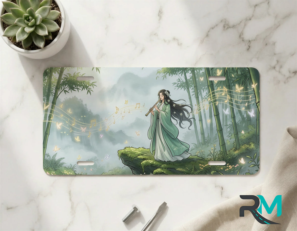 Forest Spirit Flute Player Bamboo Vanity Plate