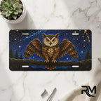 owl constellation vanity plate on marble surface — midnight owl moonlit branch stars decorative plate