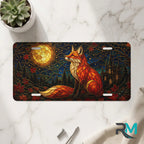 fox moon vanity plate on marble surface — jewel tone fox glowing moon autumn decorative plate