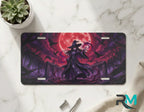 witch silhouette vanity plate on marble surface — jewel purple witch blood-red moon decorative plate