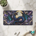 blue dragon vanity plate on marble surface — jewel blue teal dragon moon decorative plate