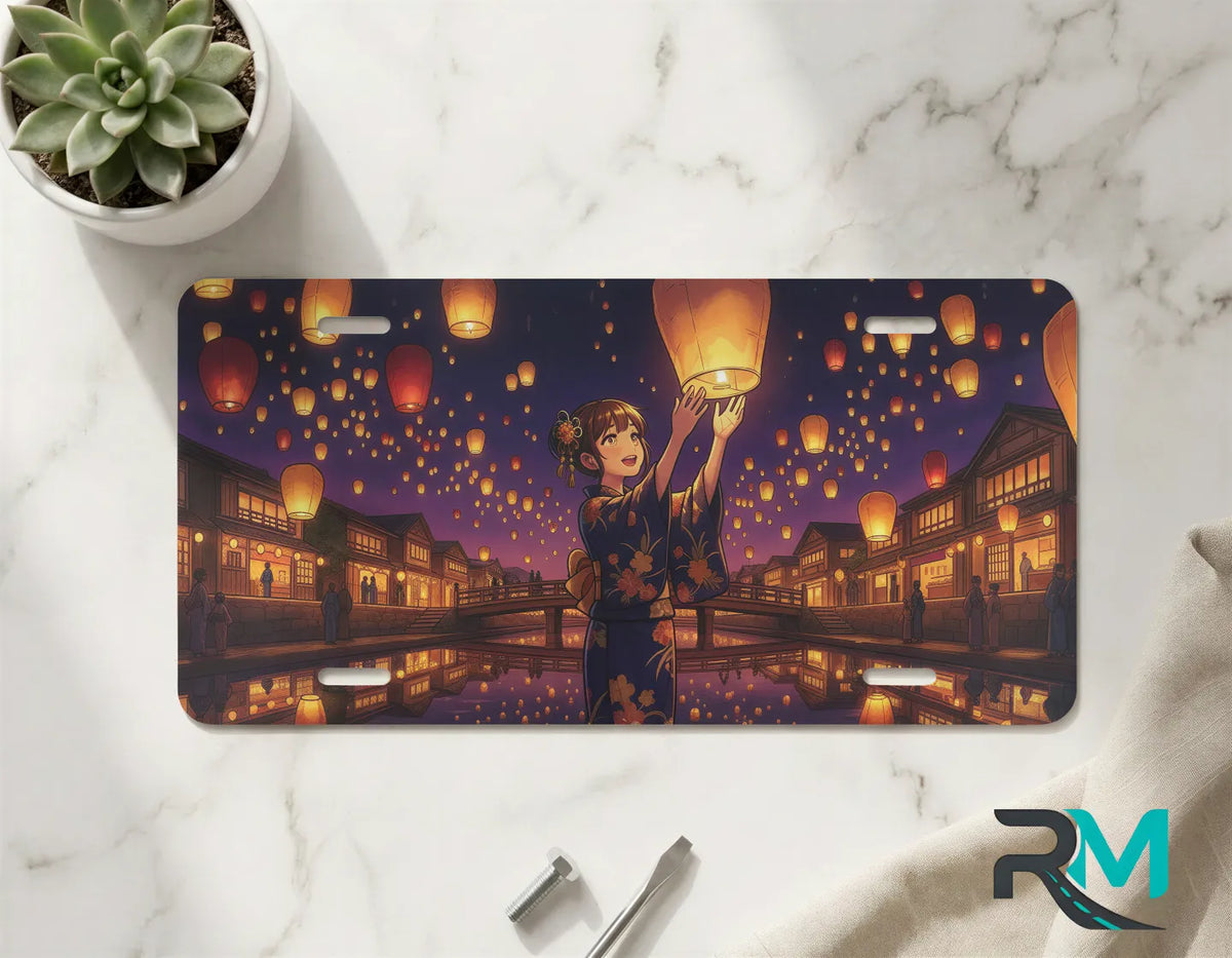 lantern festival vanity plate on marble surface — warm amber twilight canal lantern decorative plate