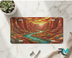 desert canyon river vanity plate on marble surface — turquoise creek red rock canyon amber decorative plate