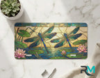 stained glass dragonfly vanity plate on marble surface — jewel teal violet decorative plate