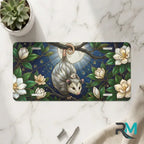 opossum moon vanity plate on marble surface — moonlit opossum magnolia bloom decorative plate