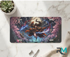 moonlit duel samurai girl vanity plate on marble surface — electric blue arcane heroine sakura decorative plate