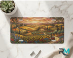 tuscan vineyard vanity plate on marble surface — warm amber cypress vineyard golden hour decorative plate