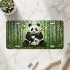 panda bamboo vanity plate on marble surface — soft green panda bamboo decorative plate