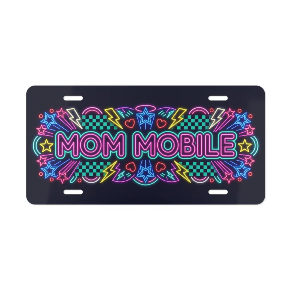 Mom Mobile Neon Retro Vanity Plate - Road Muse