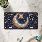 Moon and Star Celestial Night Sky Vanity Plate - Road Muse