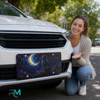 Moonlit Black Cat Crescent Moon Vanity Plate - Road Muse