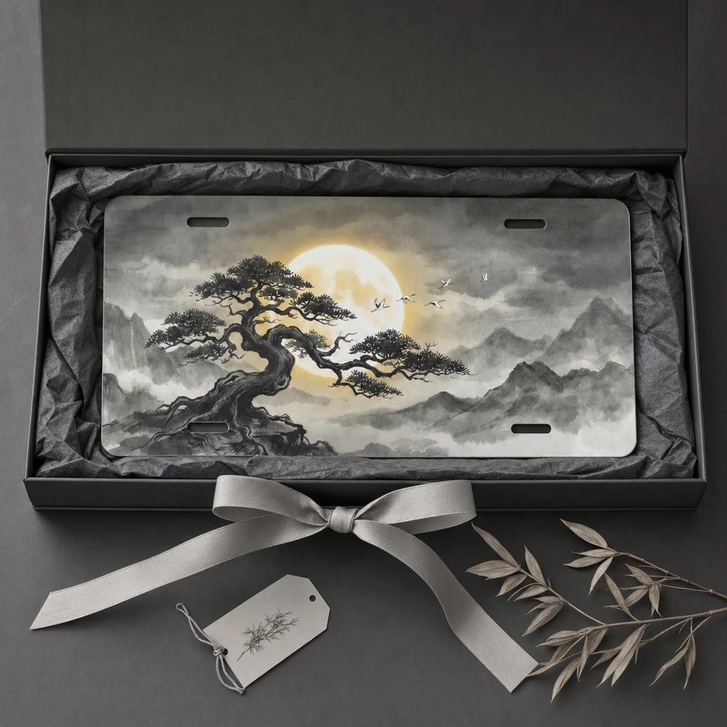 Moonlit Bonsai Tree Vanity Plate - Road Muse
