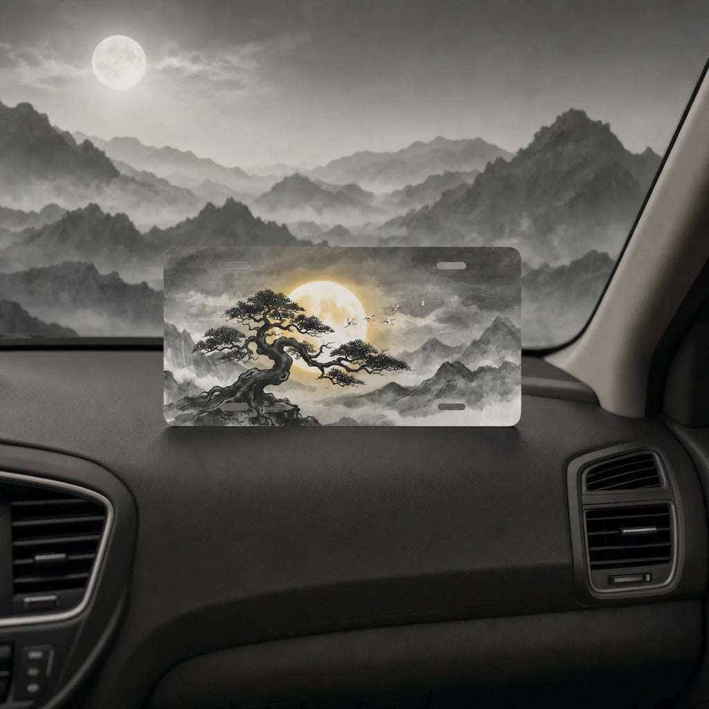 Moonlit Bonsai Tree Vanity Plate - Road Muse