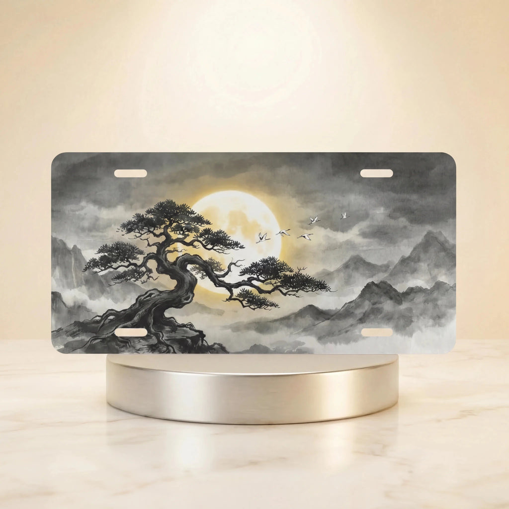 Moonlit Bonsai Tree Vanity Plate - Road Muse
