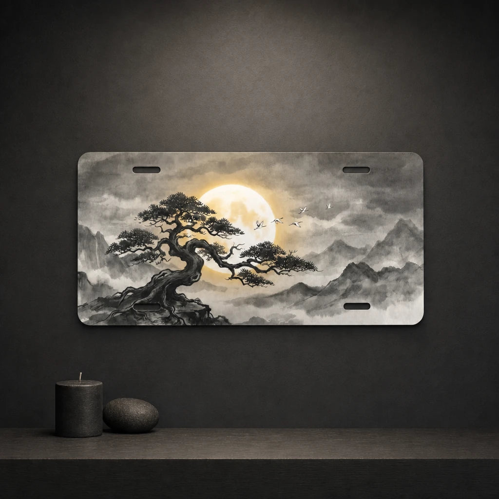 Moonlit Bonsai Tree Vanity Plate - Road Muse