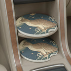 Moonlit Cat Japanese Wave Car Coasters Set - Road Muse