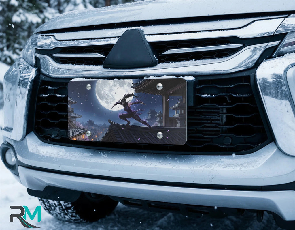 Moonlit Ninja Rooftop Vanity Plate - Road Muse