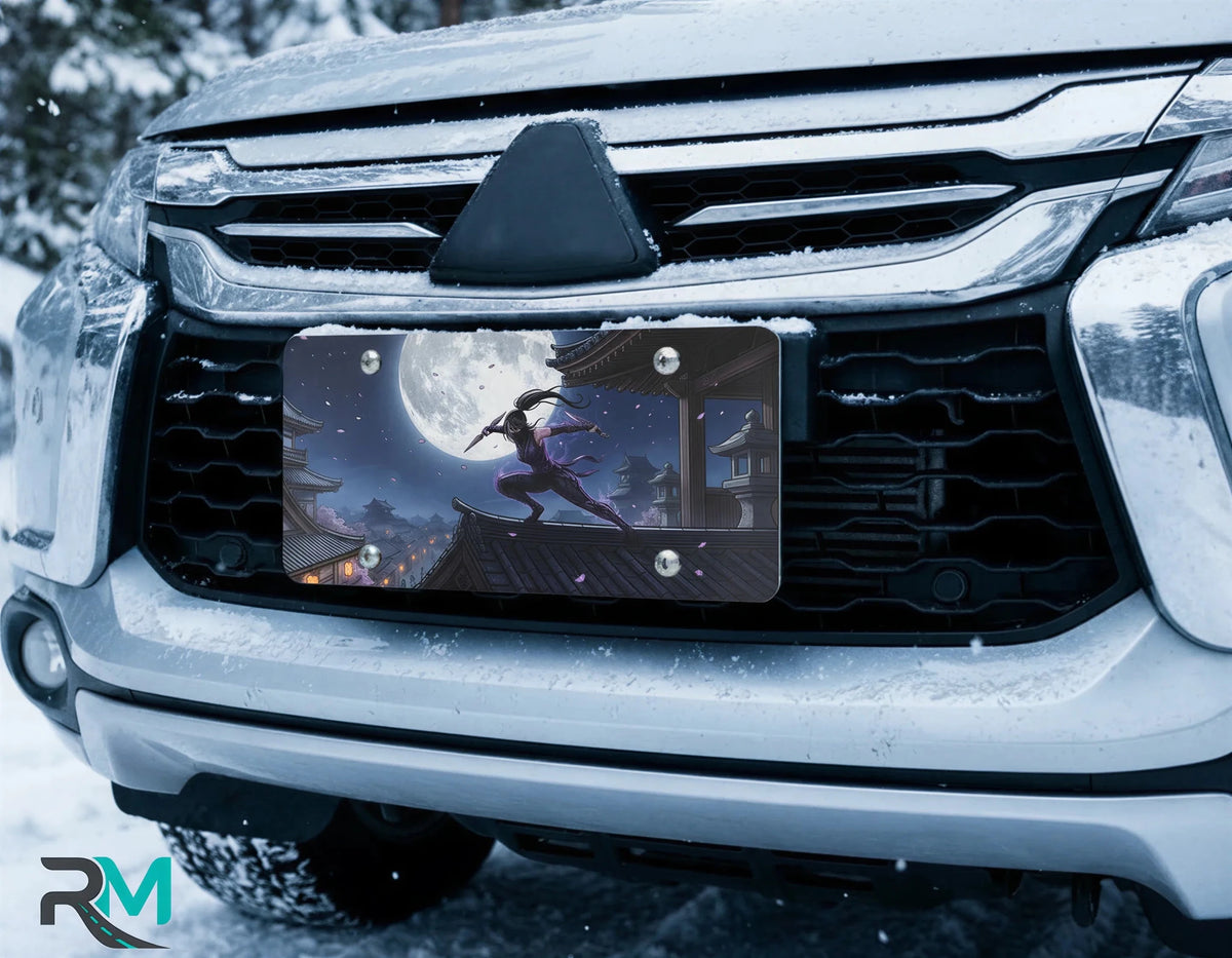 Moonlit Ninja Rooftop Vanity Plate - Road Muse