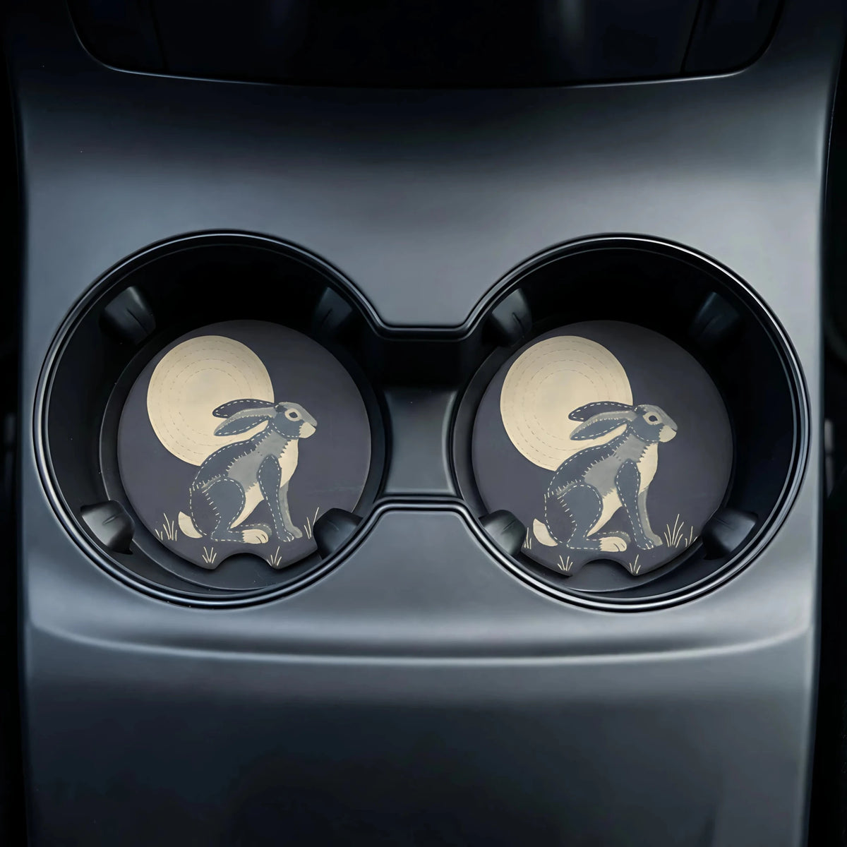 Moonlit Rabbit Car Coasters Set - Road Muse