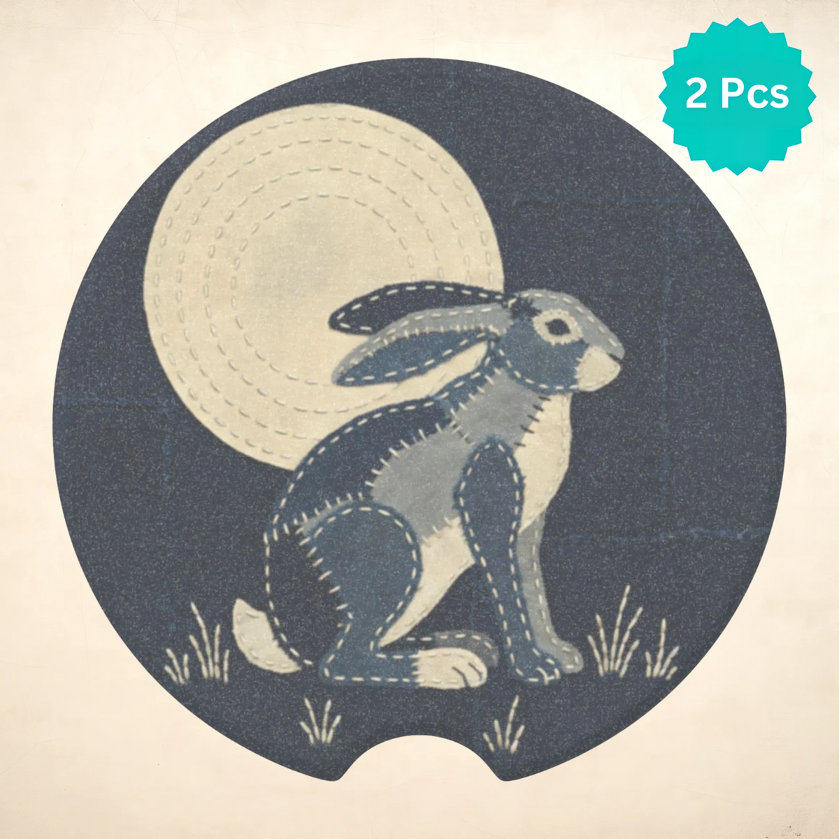 Moonlit Rabbit Car Coasters Set - Road Muse