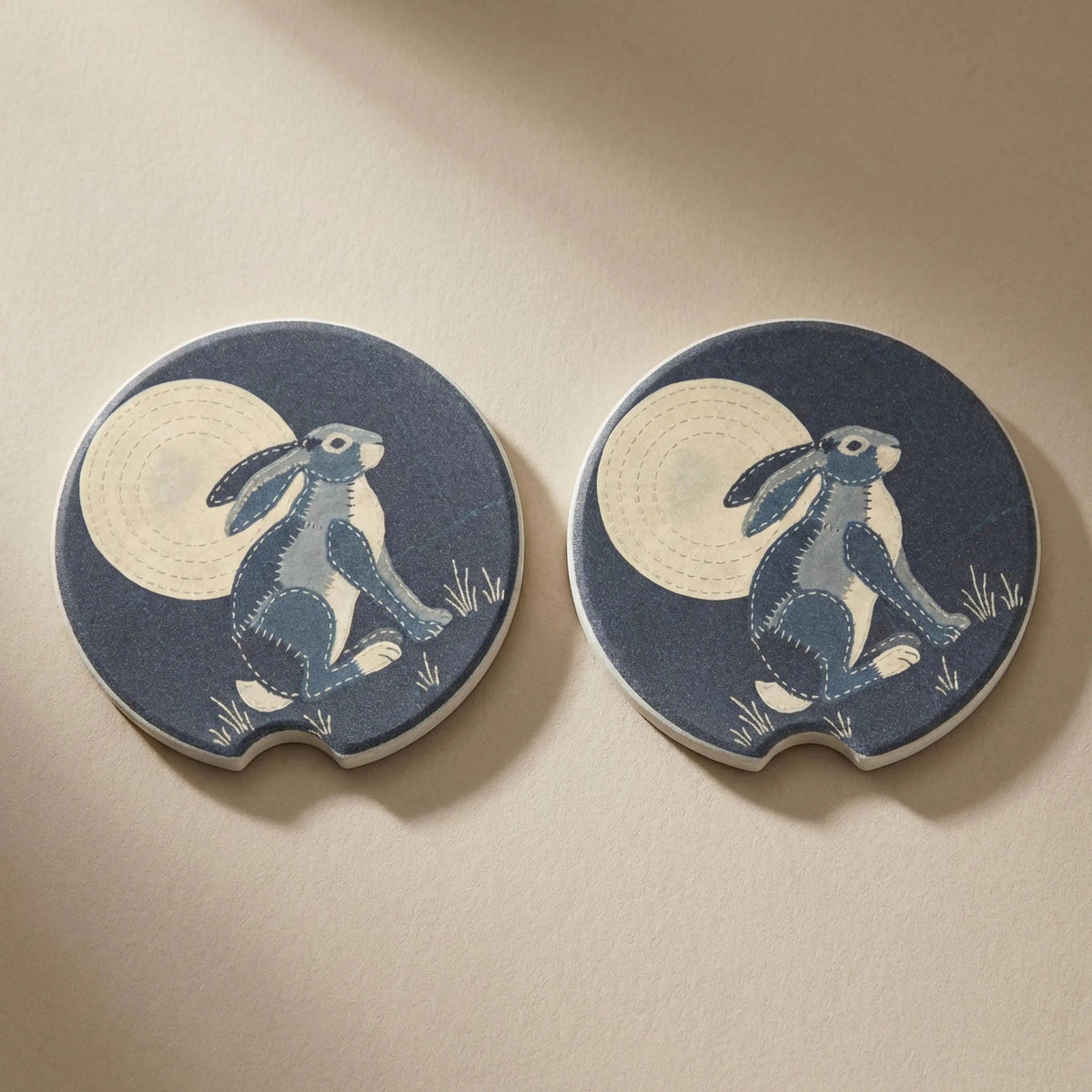 Moonlit Rabbit Car Coasters Set - Road Muse
